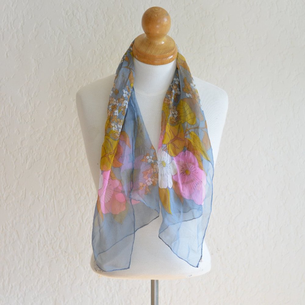 Vintage Sheer Floral Scarf
